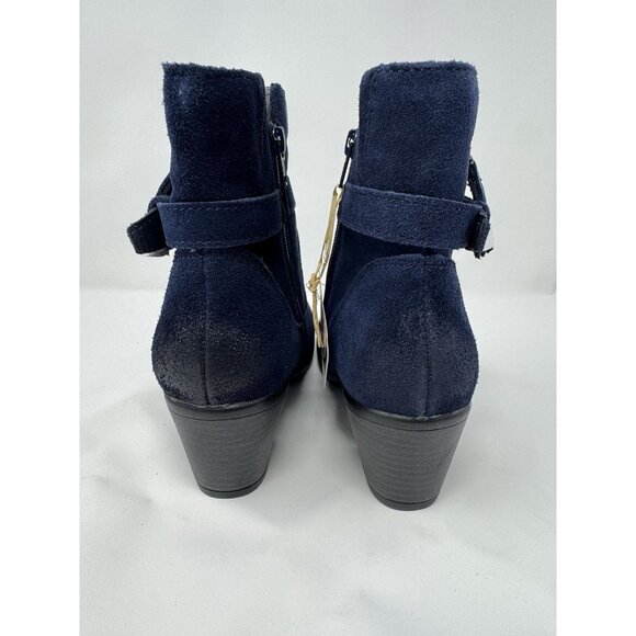 NEW Earth Origins Tori Dark Blue Water Repellent Suede Zip Up Heeled Boot Sz 7.5 - Picture 8 of 11